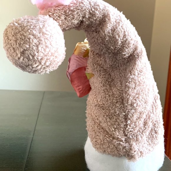 12 1/2" Lavender Flower or Pink Rose Spring Floral Wood Nose Plush Gnome New - Picture 11 of 12